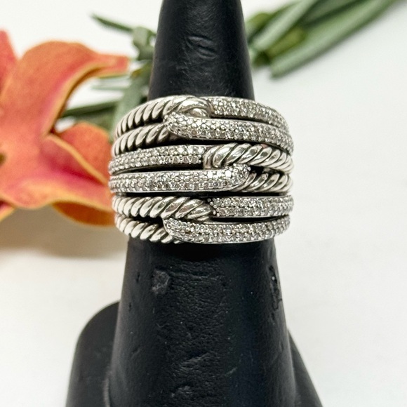 David Yurman Triple Loop Diamond Labyrinth Ring .925 Sz 8 - Picture 8 of 12